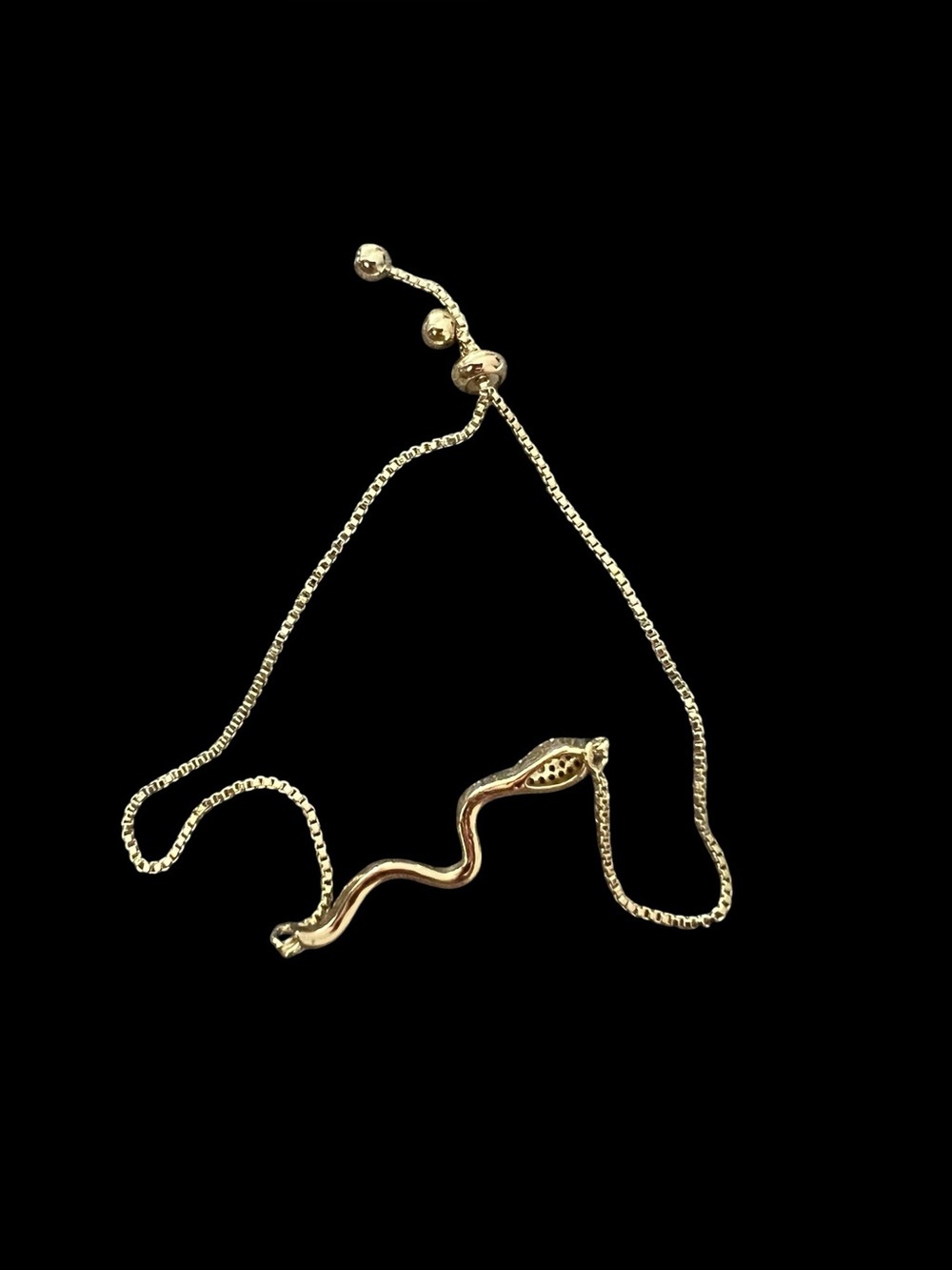 18k Gold Plated Bracelet with Rhinestone Snake Charm - Picture 5 of 5